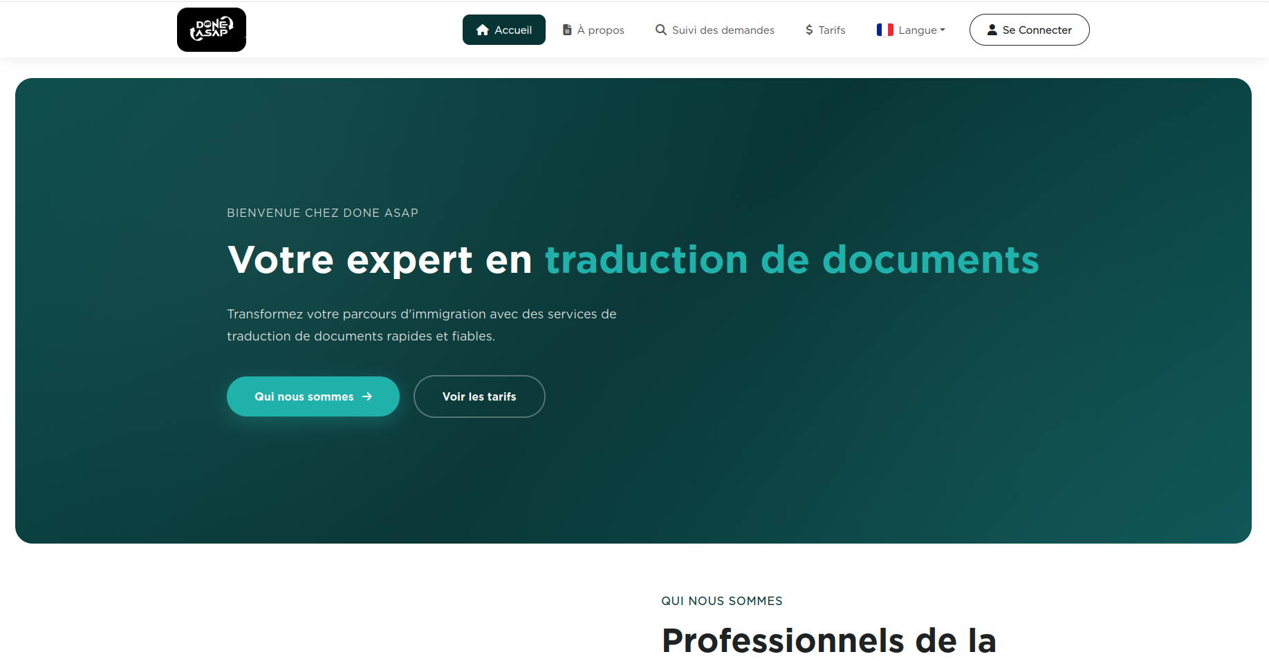 DoneASAP — Plateforme de services de traduction